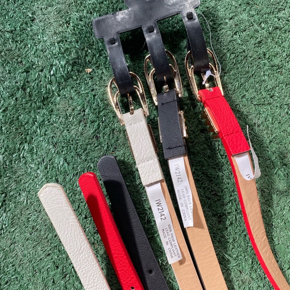 Belts | NWT Fashion Faux Leather Thin Belts - Set of 3 - Picture 2 of 3